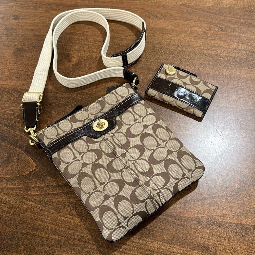 Vintage Coach crossbody and mini-wallet
